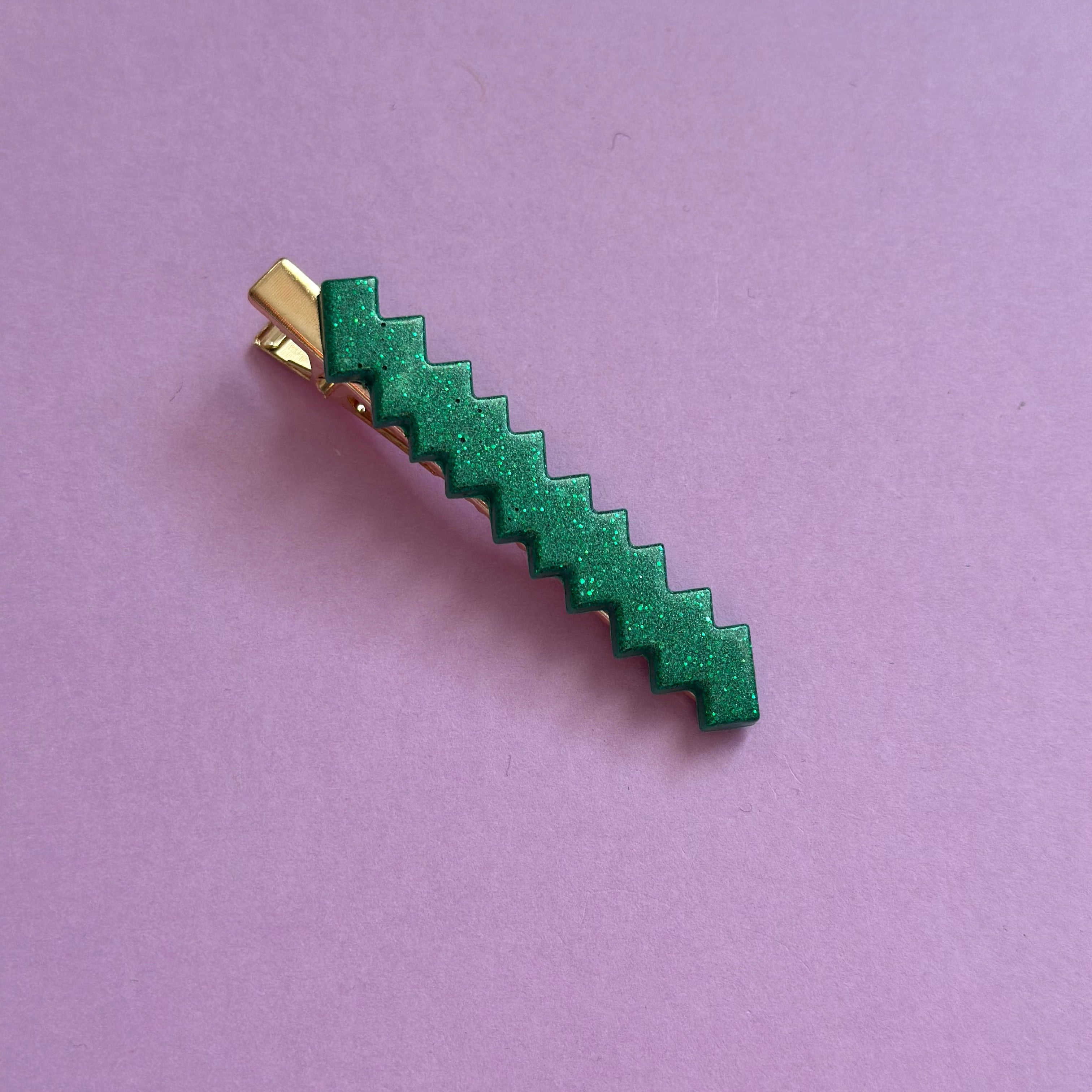 Barrette métallisée verte #3