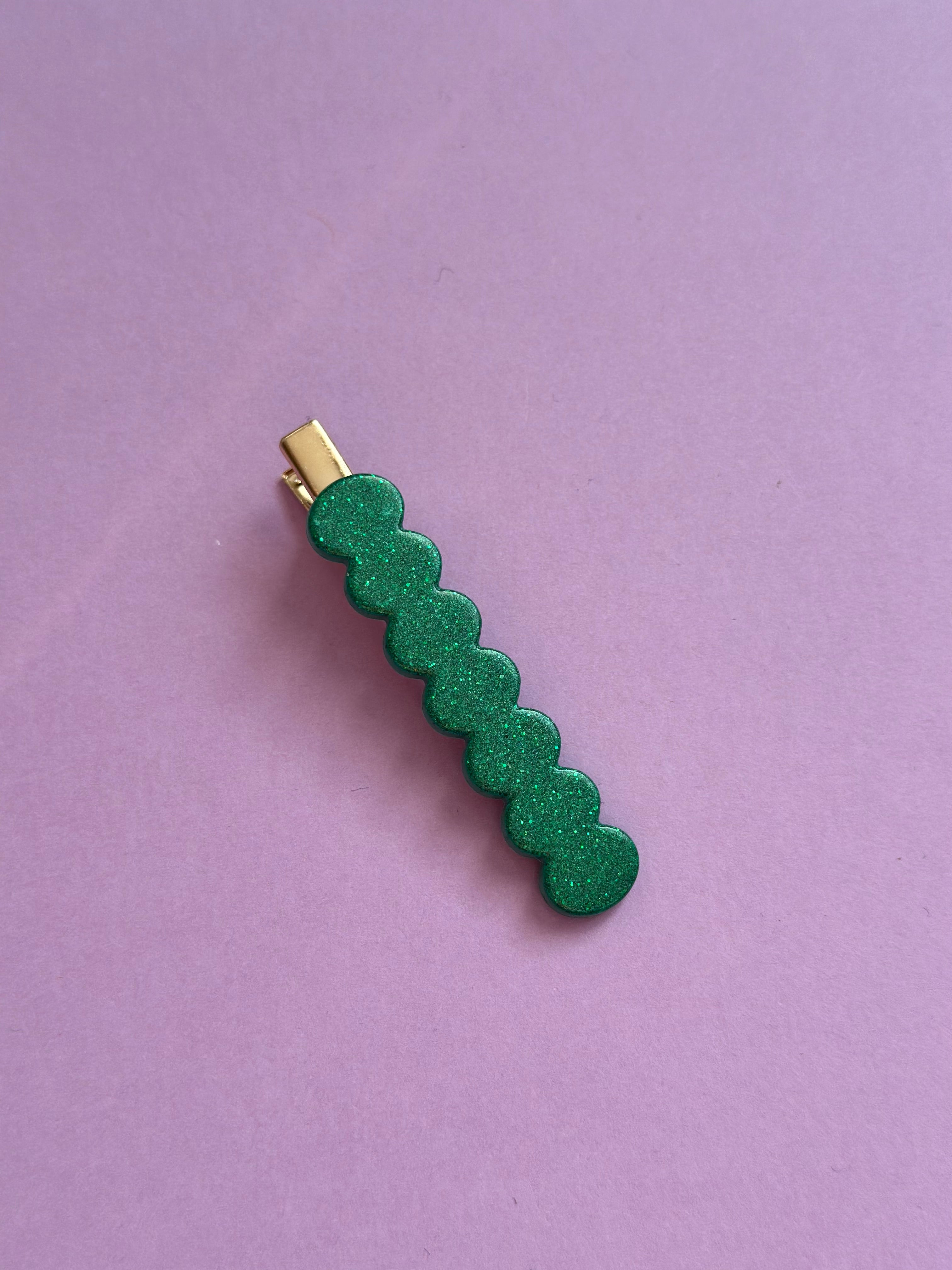 Barrette métallisée verte #2