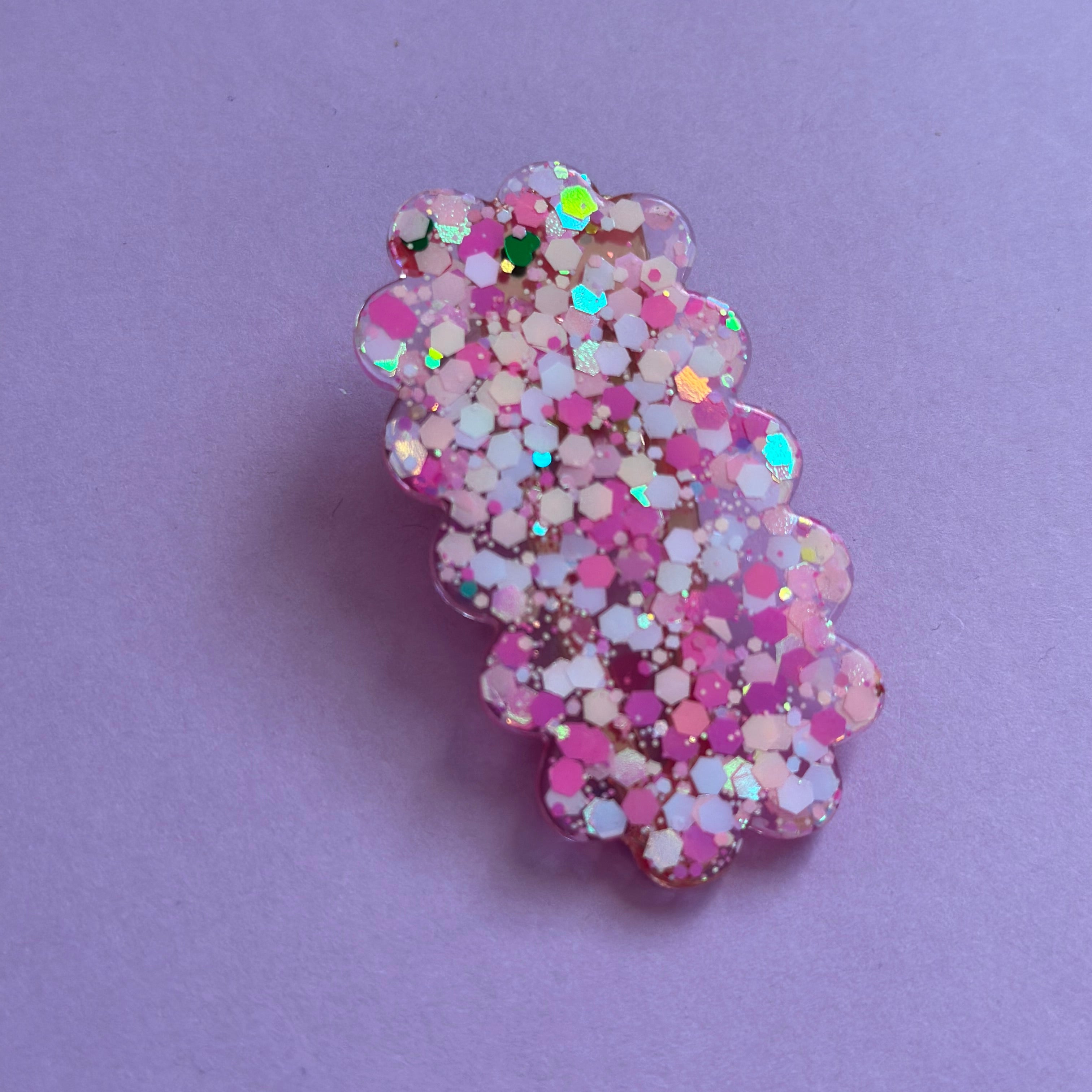 Barrette nuage paillette rose/dorée