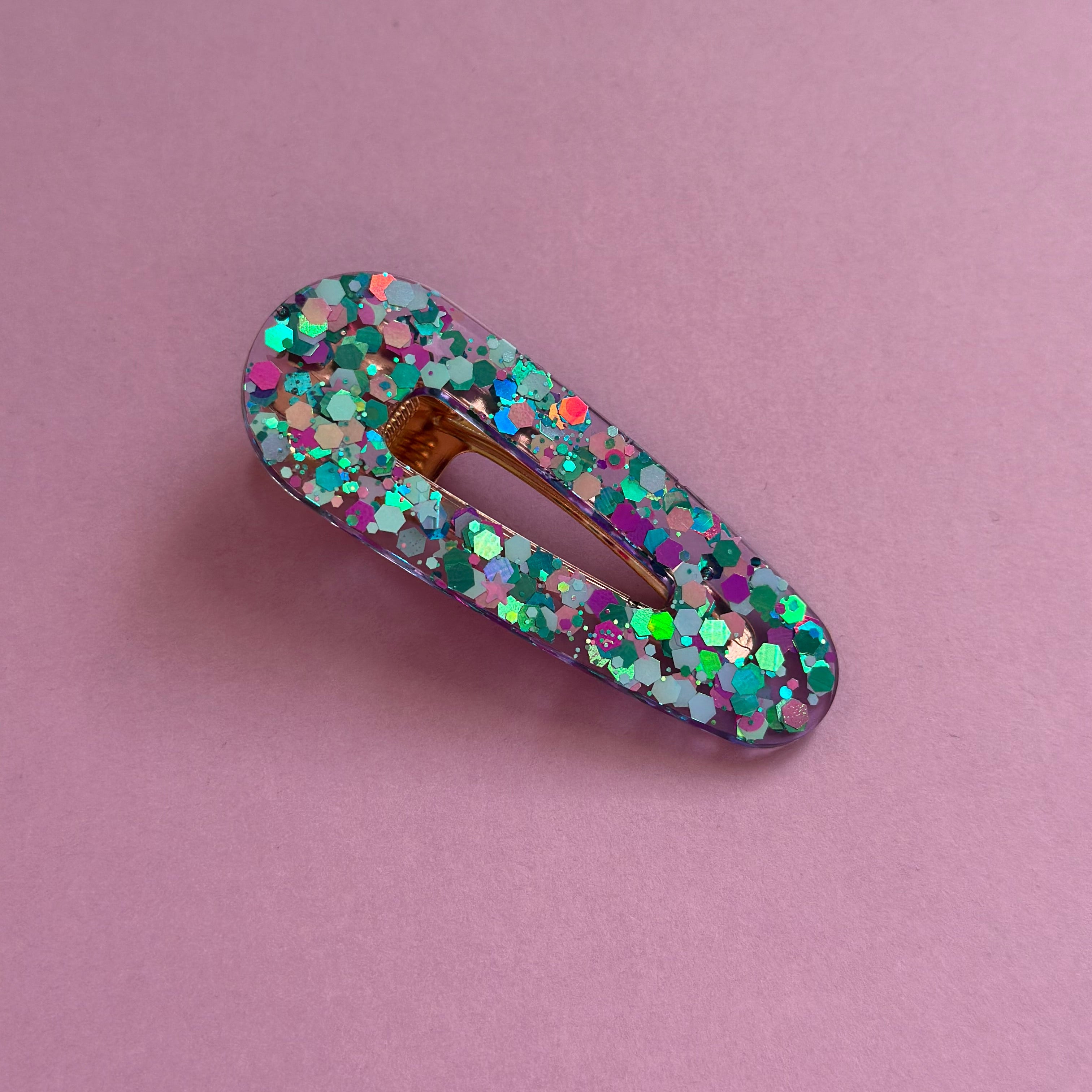 Barrette scintillante turquoise/violet #6