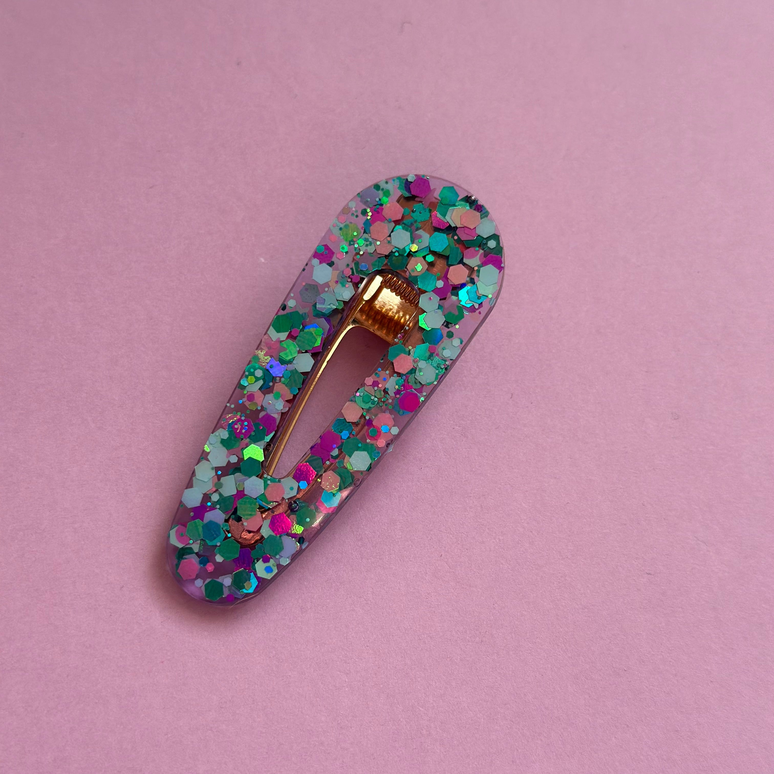 Barrette scintillante turquoise/violet #6