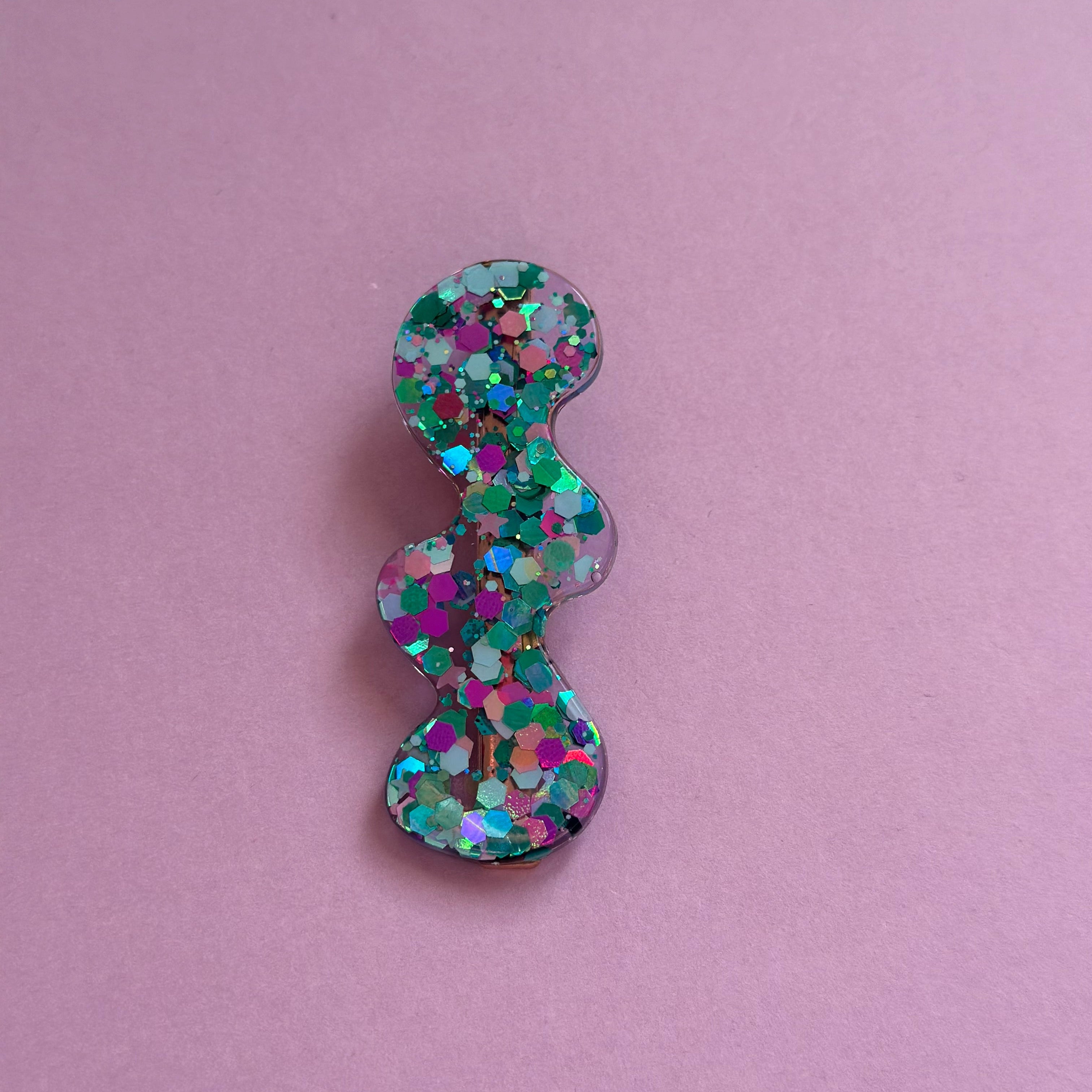 Barrette scintillante turquoise/violet #2