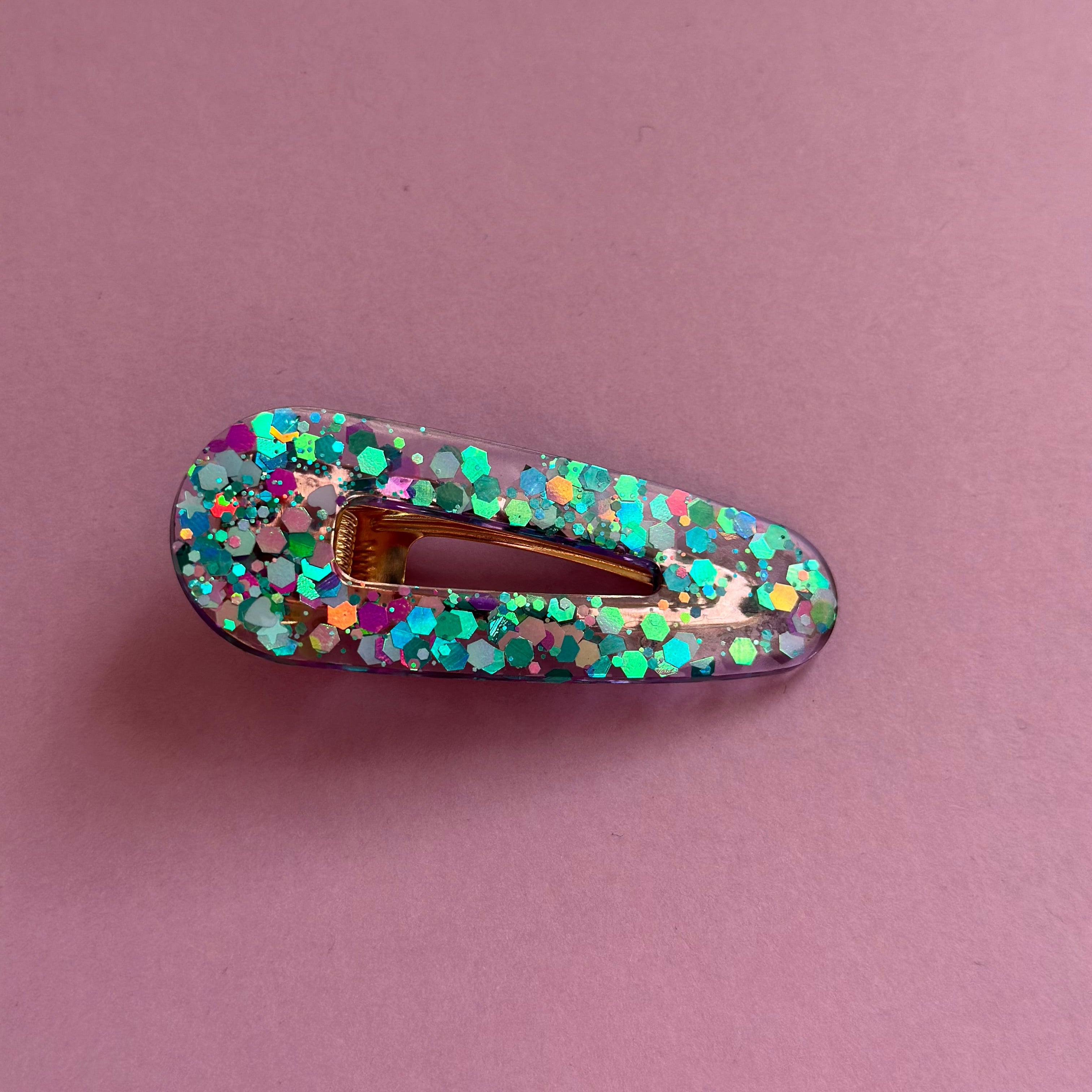 Barrette scintillante turquoise/violet #7