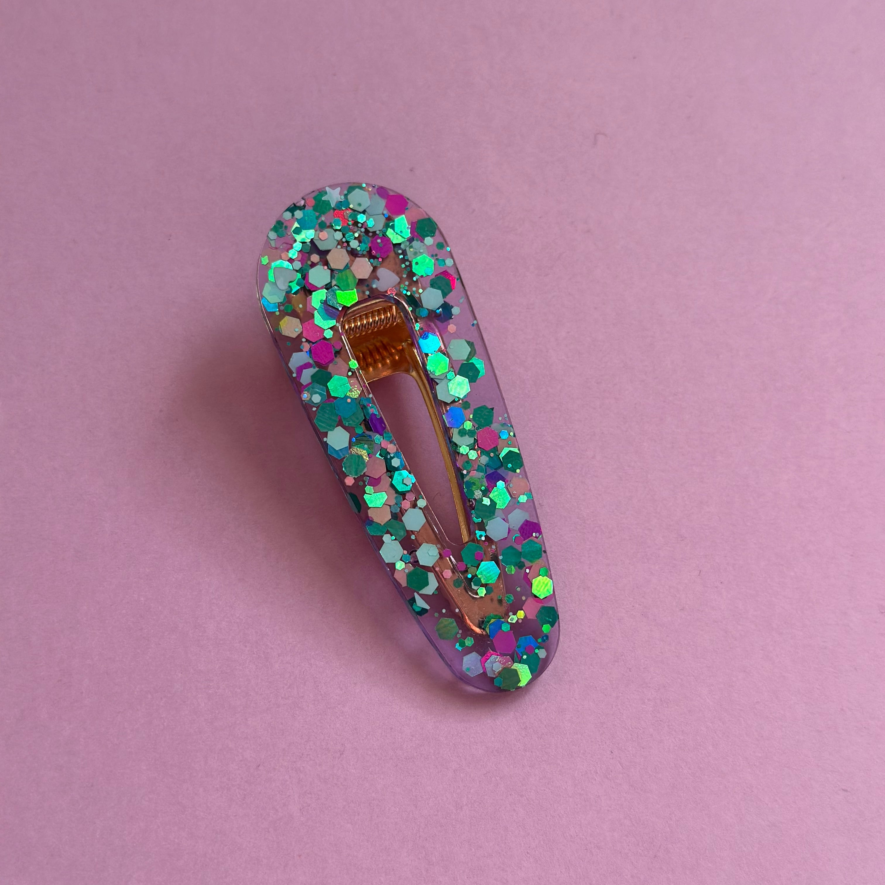 Barrette scintillante turquoise/violet #7