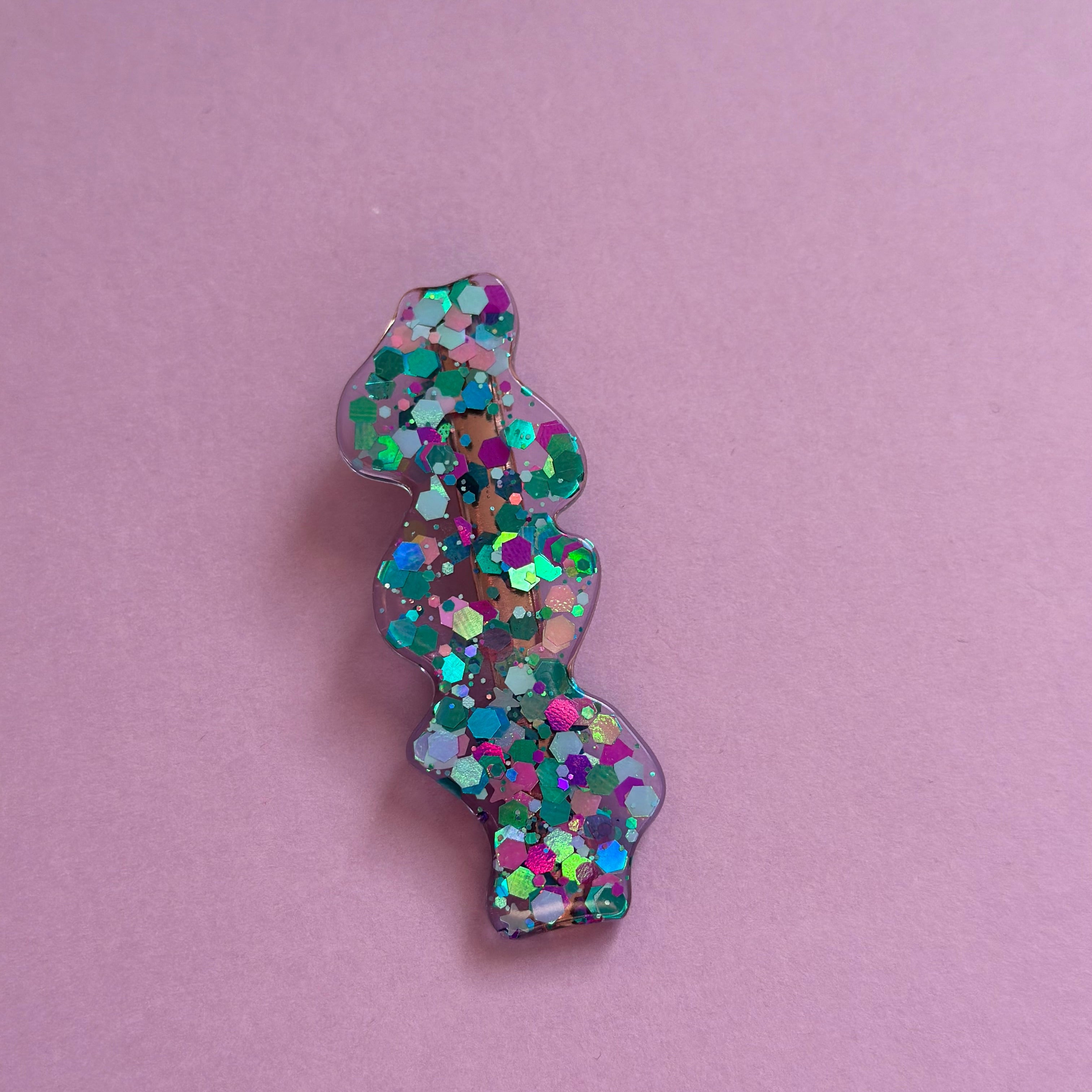 Barrette scintillante turquoise/violet #4